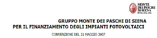 Accordo Banca Monte dei Paschi di Siena per il Finanzimento di impianti fotovoltaici