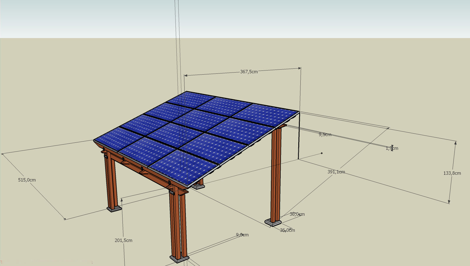 PENSILINA  FOTOVOLTAICA DA 2,52 KWp legno lamellare