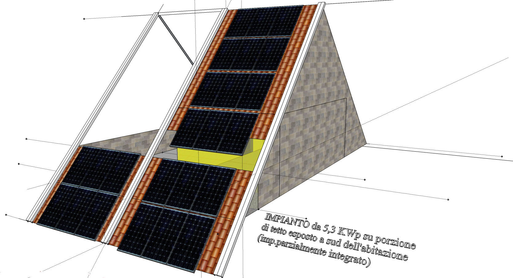 Progettazione impianto da 5,3 KWp parz. integrato